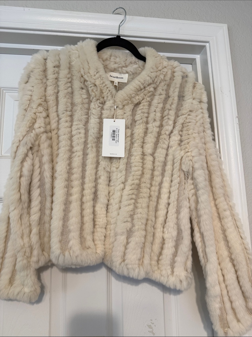 Heartloom Cream Plush Faux-Fur Hook Closure Jacket